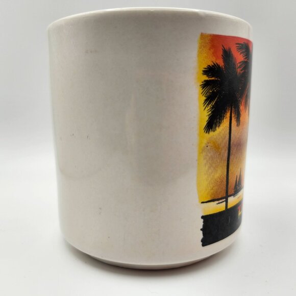 Vintage Sanyei Hawaii Coffee Mug Sunset Palms Sailboat 12oz Hawaiian - Picture 3 of 7